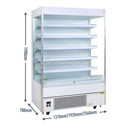 Buah dan sayuran display freezer vertikal terbuka chiller